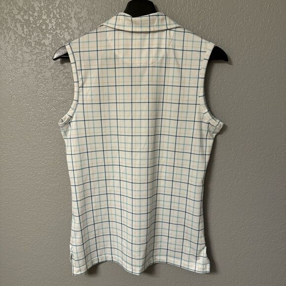 Peter Millar Women’s Plaid Golf Polo Top Sleeveless Collared White Size Small - Picture 2 of 4